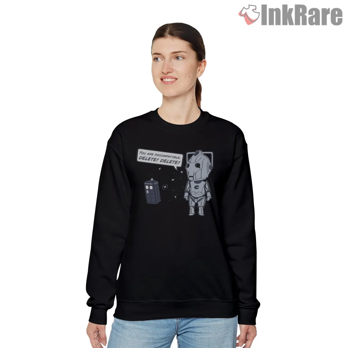 Cyberman Delete Delete Minimal Sci Fi Humor Shirt Cyberman Delete Delete Minimal Sci Fi Humor Shirt on graphic shirt for women graphic tee