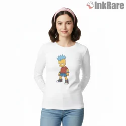 Cyberpunk Bart Neon Future Street Style Cartoon Shirt on white long sleeve shirt for women graphic tee