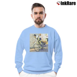 Men’s Cycling Legend Eddy Merckx for Road Racing Fans Crewneck Sweatshirt in light blue | Cozy Fabric, Clean Style