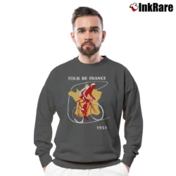 Men’s Cycling Tour de France Vintage for Bike Racing Fans Crewneck Sweatshirt in charcoal | Cozy Fabric, Clean Style