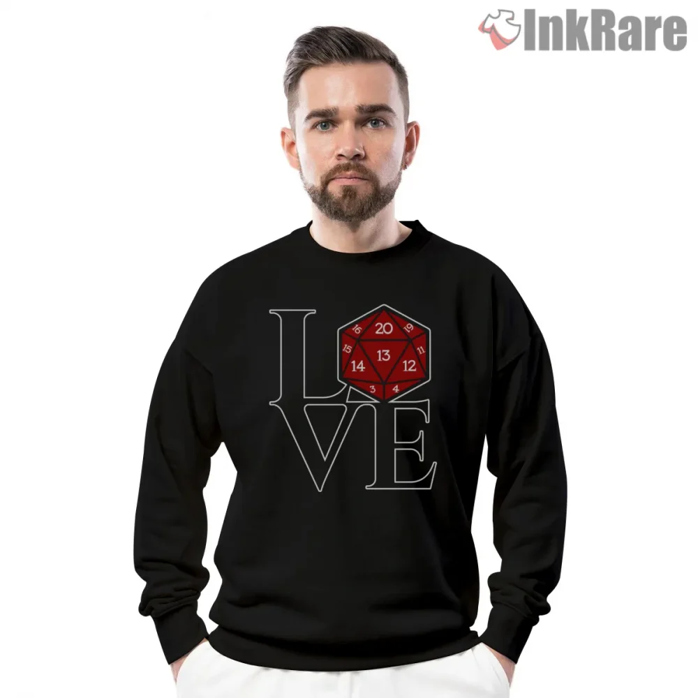 D20 Love Dice Tabletop Adventure Shirt on graphic shirt for men graphic tee