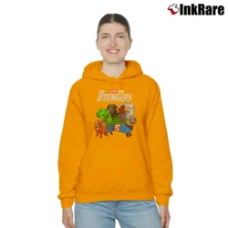Women’s Dachshund Avengers Marvel Comic Parody Cozy Hoodie in orange | Warm, Structured, Stylish