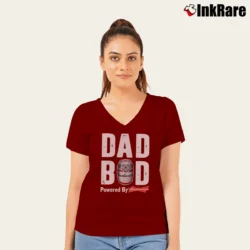 Women’s Dad Bod Powered By Budweiser V-Neck Tee in maroon | Chic Neckline, Soft Texture