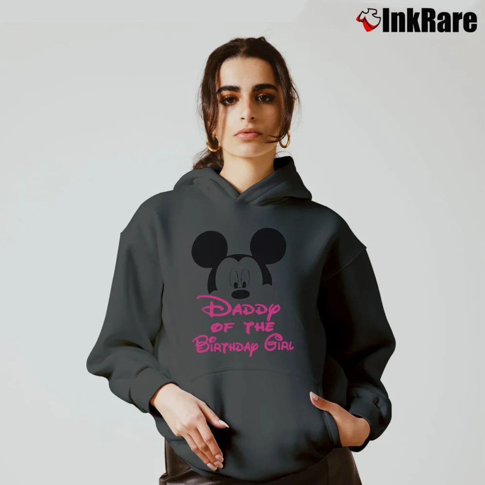 Women’s Dad Of The Birthday Girl Mickey Mouse Family Party Cozy Hoodie in charcoal | Warm, Structured, Stylish