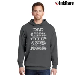 Men’s Daddy Favorite Superhero Marvel Avengers Pullover Hoodie in charcoal | Cozy, Durable, Modern Fit