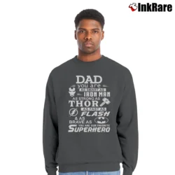 Men’s Daddy Favorite Superhero Marvel Avengers Crewneck Sweatshirt in charcoal | Cozy Fabric, Clean Style