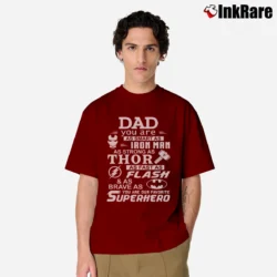 Men’s Daddy Favorite Superhero Marvel Avengers Classic T-Shirt in maroon | Soft, Breathable Everyday Wear