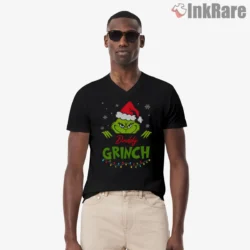 Daddy Grinch Matching Family Holiday Squad Shirt on black v-neck shirt for men graphic tee