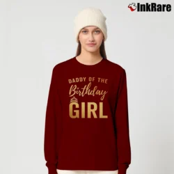 Women’s Daddy Of The Birthday Girl Golden Long-Sleeve Top in maroon | Sleek, Versatile, All-Season