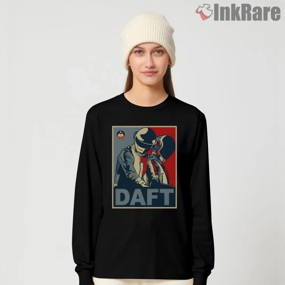 Daft Punk Hope Poster Inspired Robot Shirt on black long sleeve shirt for women graphic tee