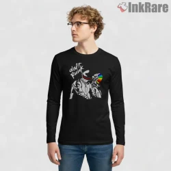 Daft Punk Rainbow Visor Graffiti Shirt on black long sleeve shirt for men graphic tee