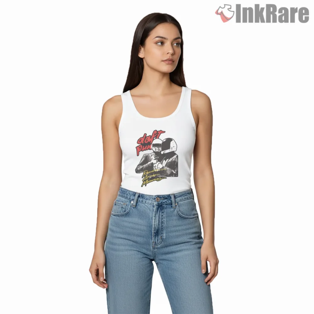 Daft Punk Random Access Memories Portrait Shirt on white tank top for women graphic tee