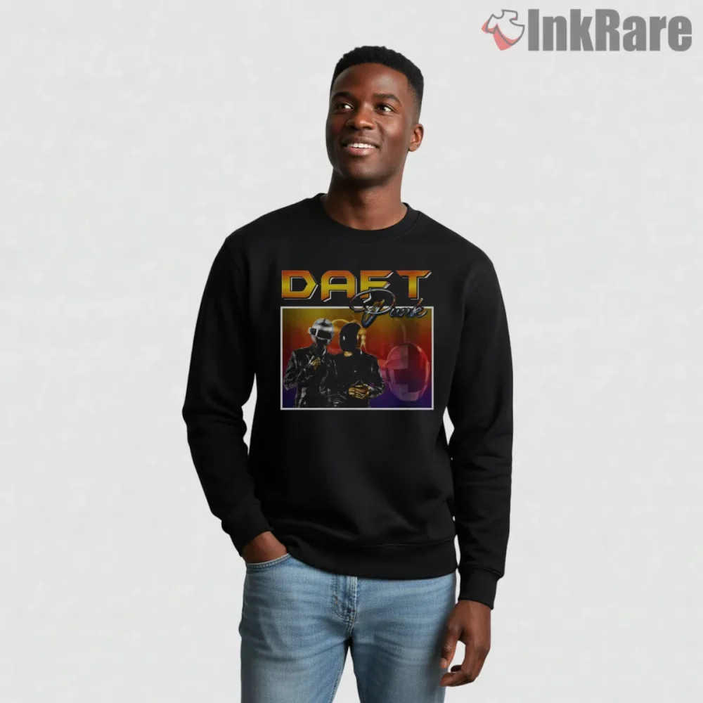 Daft Punk Retro Chrome Concert Shirt on graphic shirt for men graphic tee