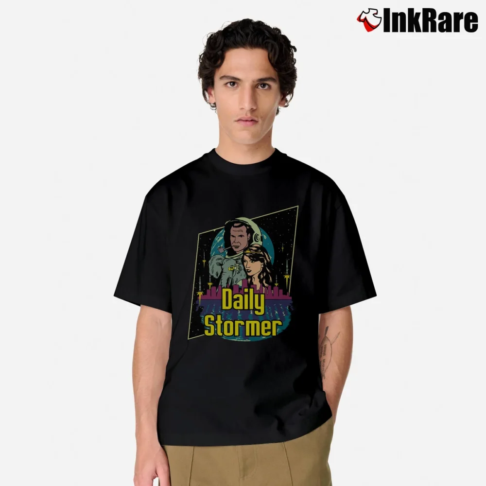 Men’s Daily Stormer Political Statement Graphic Classic T-Shirt in black | Soft, Breathable Everyday Wear