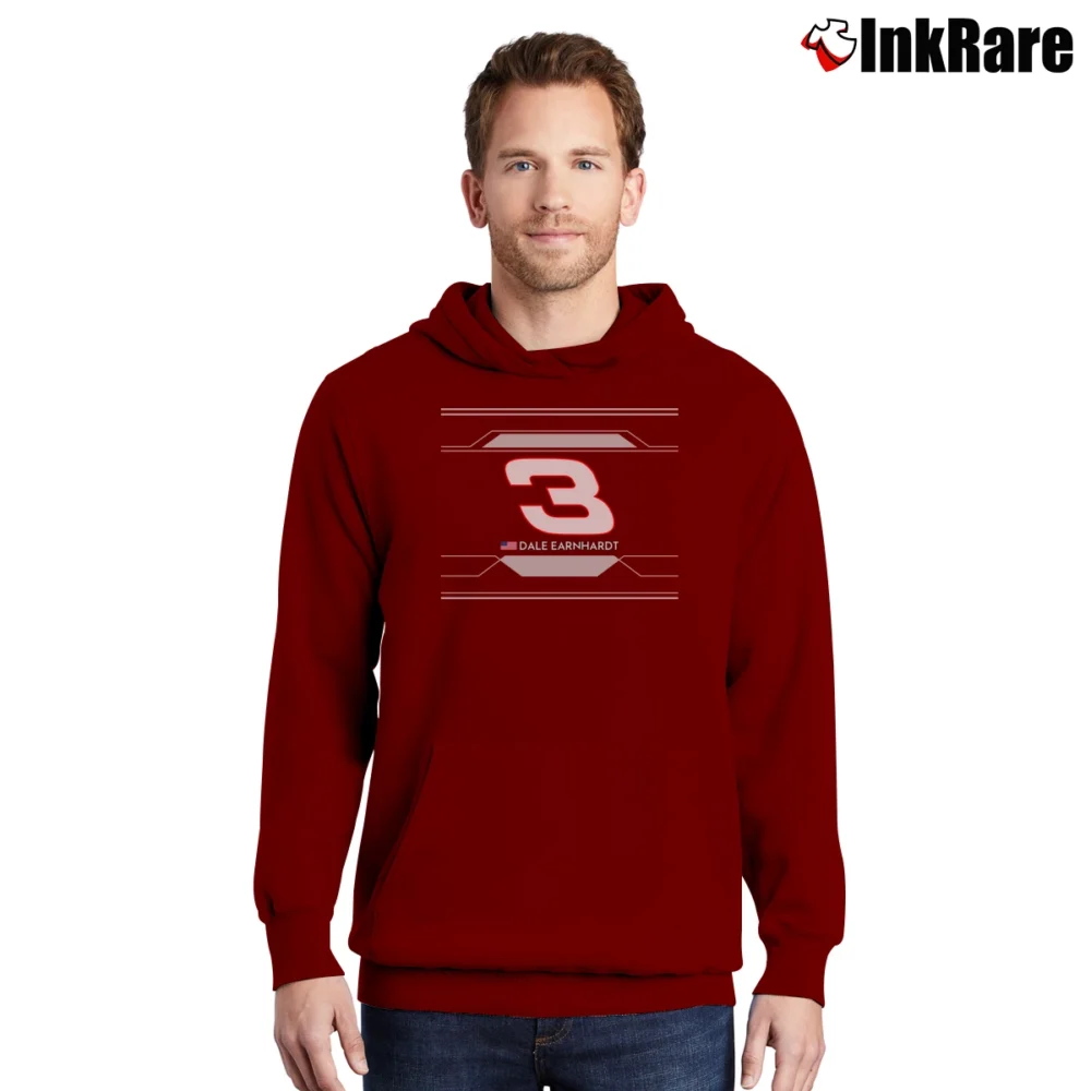 Men’s dale earnhardt 3 logo for NASCAR Racing Fans Pullover Hoodie in maroon | Cozy, Durable, Modern Fit