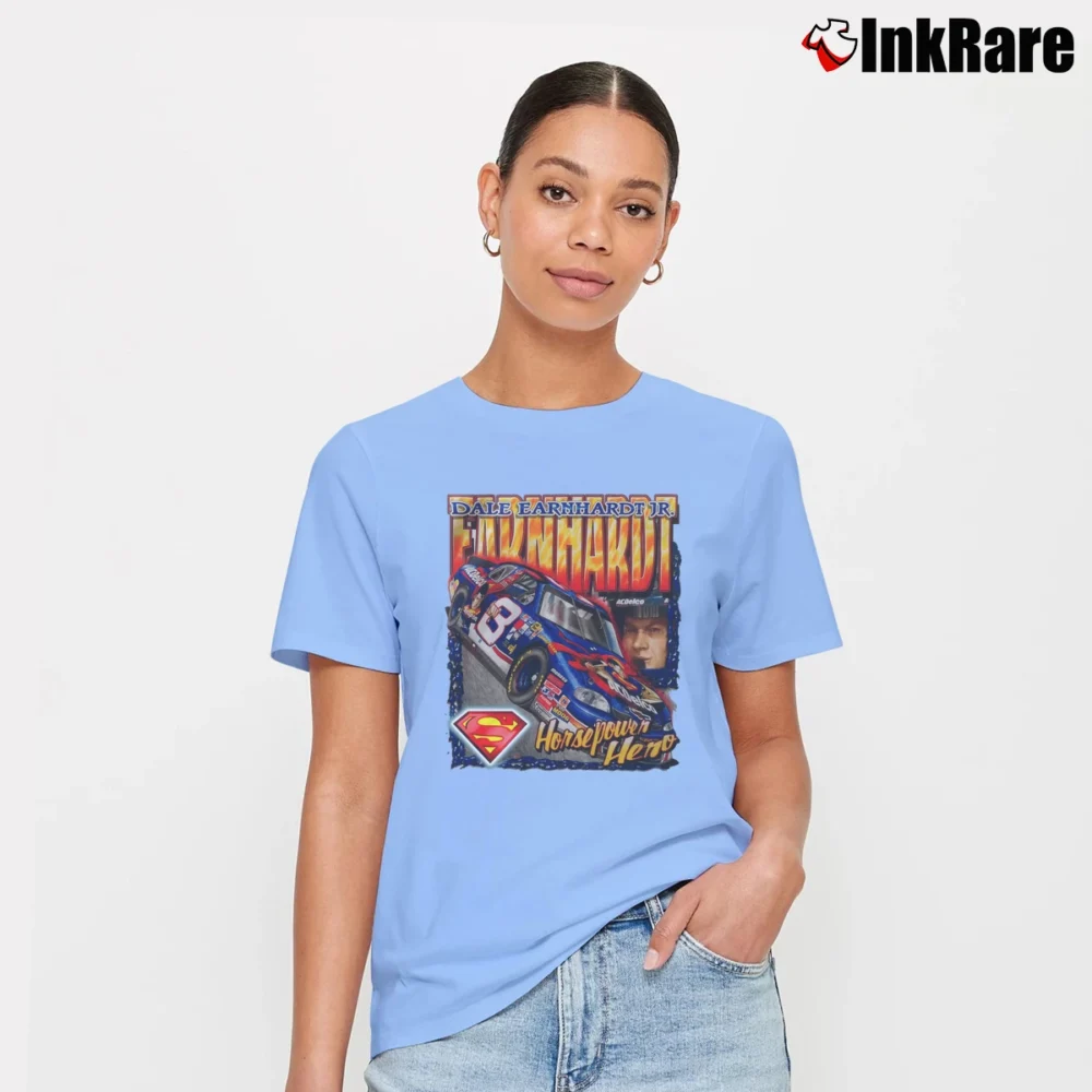 Women’s Dale Earnhardt Jr. Superman Racing Graphic Signature T-Shirt in light blue | Soft, Flattering Fit