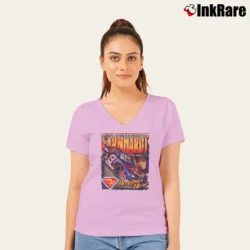 Women’s Dale Earnhardt Jr. Superman Racing Graphic V-Neck Tee in light pink | Chic Neckline, Soft Texture