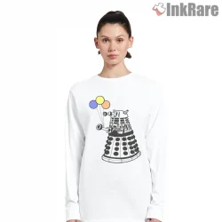 Dalek Birthday Balloons Cute Celebration Shirt on white long sleeve shirt for women graphic tee