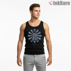 Dalek Retro Japanese Rising Sun Graphic Shirt on black tank top for men graphic tee