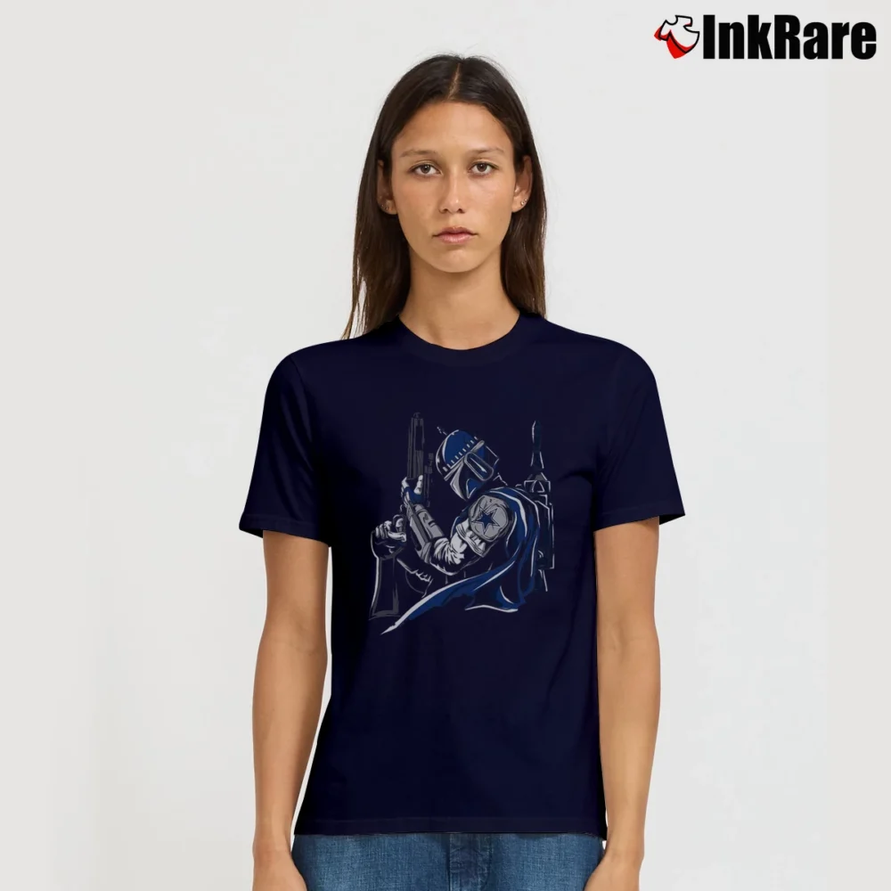 Women’s Dallas Cowboys Boba Fett Star Wars Football Signature T-Shirt in navy | Soft, Flattering Fit