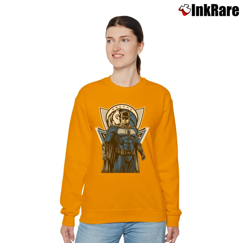 Women’s Dallas Mavericks Batman Superhero Crossover Relaxed Sweatshirt in orange | Soft, Laid-Back Vibe