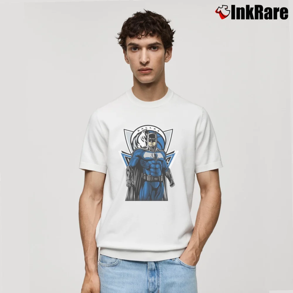 Men’s Dallas Mavericks Batman Superhero Crossover Classic T-Shirt in white | Soft, Breathable Everyday Wear