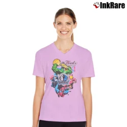 Women’s Dallas Mavericks Marvel NBA Finals Basketball V-Neck Tee in light pink | Chic Neckline, Soft Texture