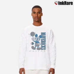 Men’s Dallas Mavericks Mickey Mouse Basketball Squad Long-Sleeve Shirt in white | Sleek, Lightweight, Year-Round Wear