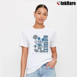 Women’s Dallas Mavericks Mickey Mouse Basketball Squad Signature T-Shirt in white | Soft, Flattering Fit
