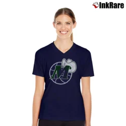 Women’s Dallas Mavericks Throwback Adidas V-Neck Tee in navy | Chic Neckline, Soft Texture