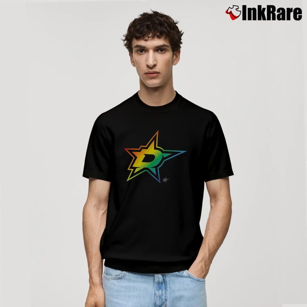 Men’s Dallas Stars Rainbow Pride Logo Classic T-Shirt in black | Soft, Breathable Everyday Wear