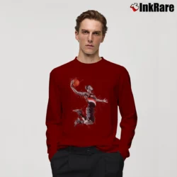 Men’s damian lillard dunk for Basketball Fans Long-Sleeve Shirt in maroon | Sleek, Lightweight, Year-Round Wear