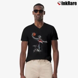 Men’s damian lillard dunk for Basketball Fans V-Neck Tee in black | Sharp, Breathable, Everyday Staple