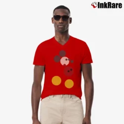 Men’s Damien Hirst Signed Mickey Mouse V-Neck Tee in red | Sharp, Breathable, Everyday Staple