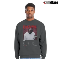 Men’s Damn Album Kendrick Lamar Crewneck Sweatshirt in charcoal | Cozy Fabric, Clean Style