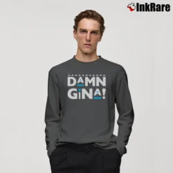 Men’s Damn Gina Martin Old School Comedy Long-Sleeve Shirt in charcoal | Sleek, Lightweight, Year-Round Wear