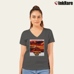 Women’s Damnation Alley 1977 Movie V-Neck Tee in charcoal | Chic Neckline, Soft Texture