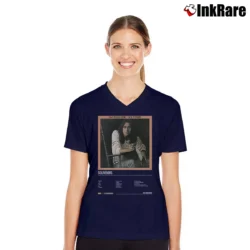 Women’s Dan Fogelberg Souvenirs Album V-Neck Tee in navy | Chic Neckline, Soft Texture