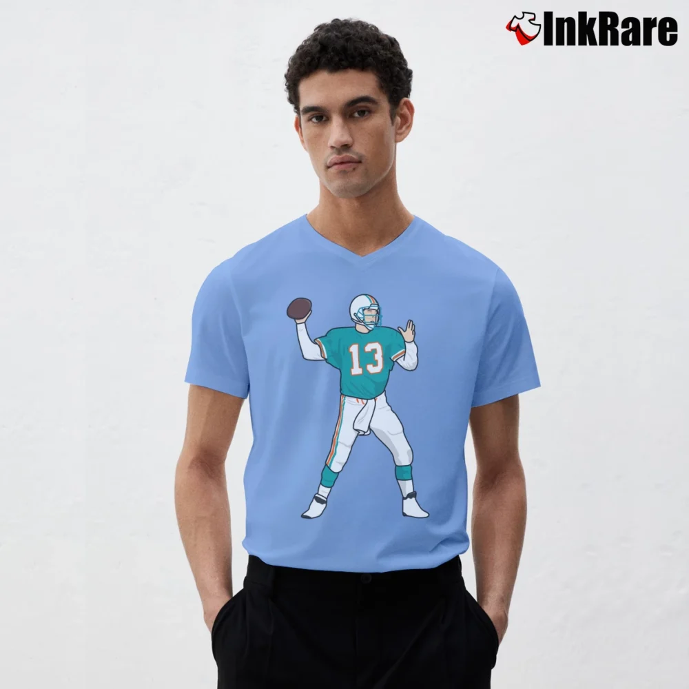 Men’s Dan Marino Miami Dolphins V-Neck Tee in light blue | Sharp, Breathable, Everyday Staple