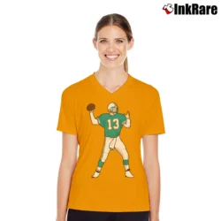 Women’s Dan Marino Miami Dolphins V-Neck Tee in orange | Chic Neckline, Soft Texture
