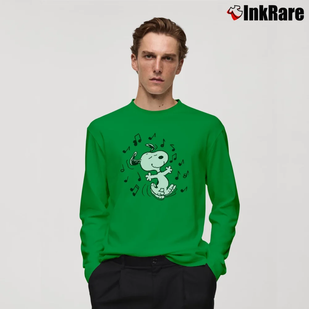 Men’s Dancing Snoopy Classic Long-Sleeve Shirt in irish green | Sleek, Lightweight, Year-Round Wear