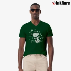Men’s Dancing Snoopy V-Neck Tee in forest green | Sharp, Breathable, Everyday Staple