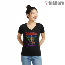 Dandadan Alien Encounter Chaos Anime Shirt on black v-neck shirt for women graphic tee