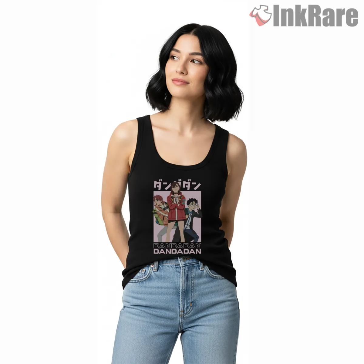 Dandadan Main Trio Anime Adventure Tank Top Black Dandadan Main Trio Anime Adventure Shirt on black tank top for women graphic tee