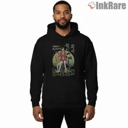 Dandadan Main Trio Retro Anime Poster Shirt on black hoodie for men graphic tee