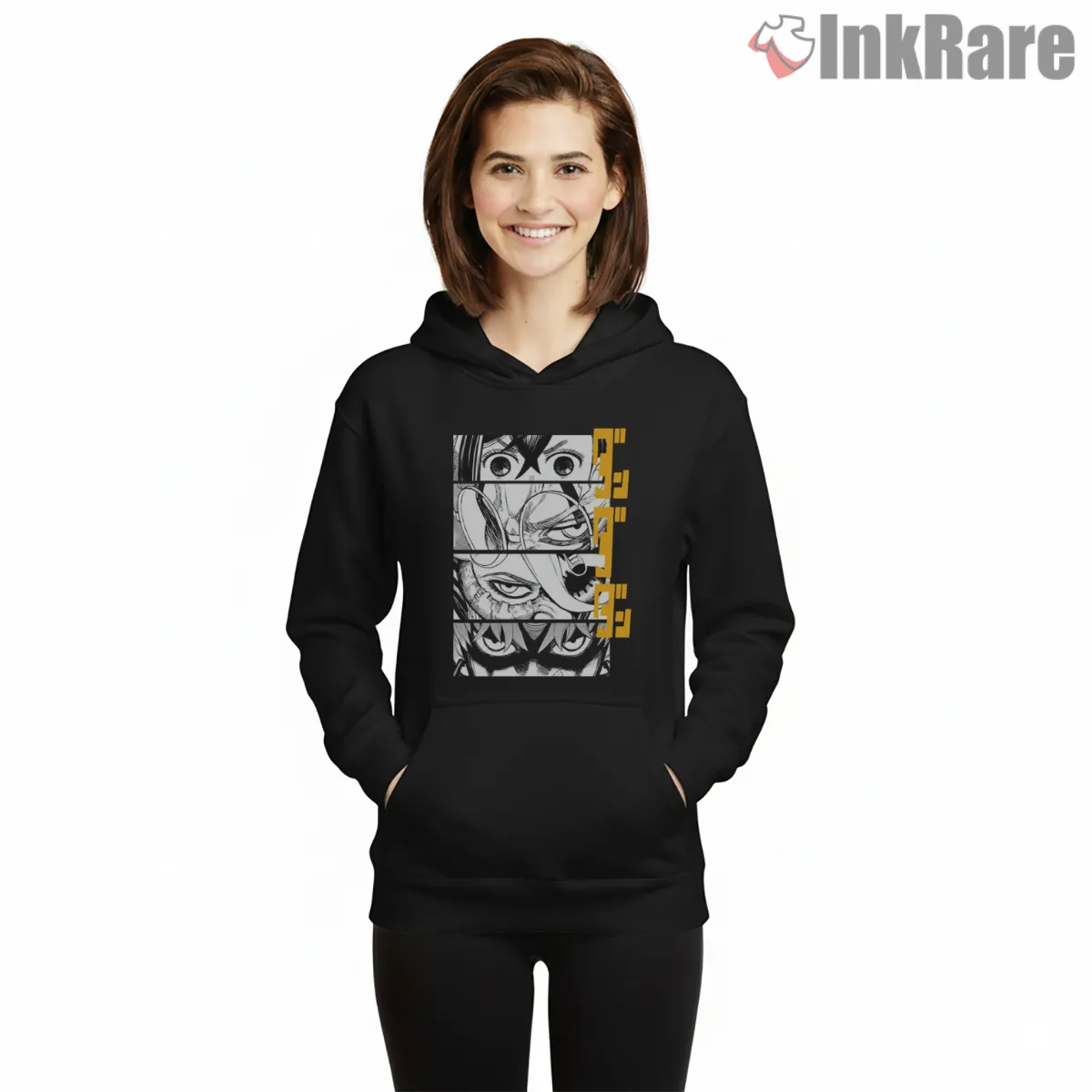 Dandadan Manga Eyes Collage Anime Hoodie Black Dandadan Manga Eyes Collage Anime Shirt on black hoodie for women graphic tee