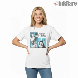 Dandadan Manga Panel Character Collage Shirt on white short sleeve shirt for women graphic tee