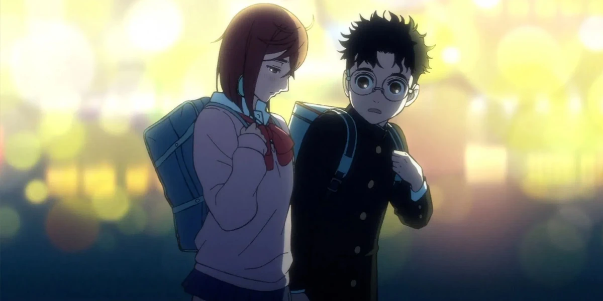 Momo Ayase walking home beside Okarun at night in the Dandadan anime