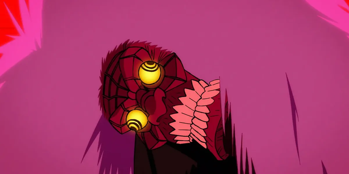 Turbo Granny looming with glowing eyes in the Dandadan anime