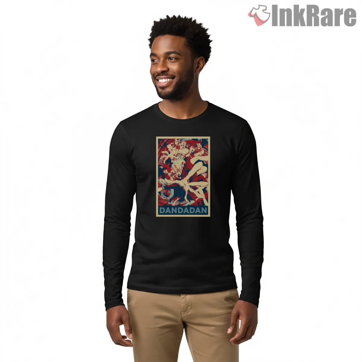 Dandadan Vintage Anime Action Poster Long Sleeve Black Dandadan Vintage Anime Action Poster Shirt on black long sleeve shirt for men graphic tee